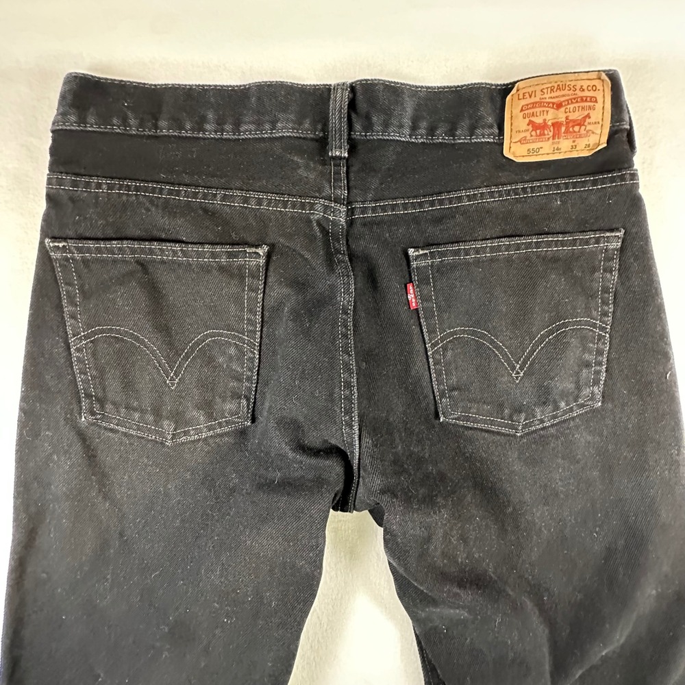 Levis 550 Relaxed Fit Black Denim Jeans Mens 34x30 Husky 14H Cotton 5-Pocket - Picture 8 of 12
